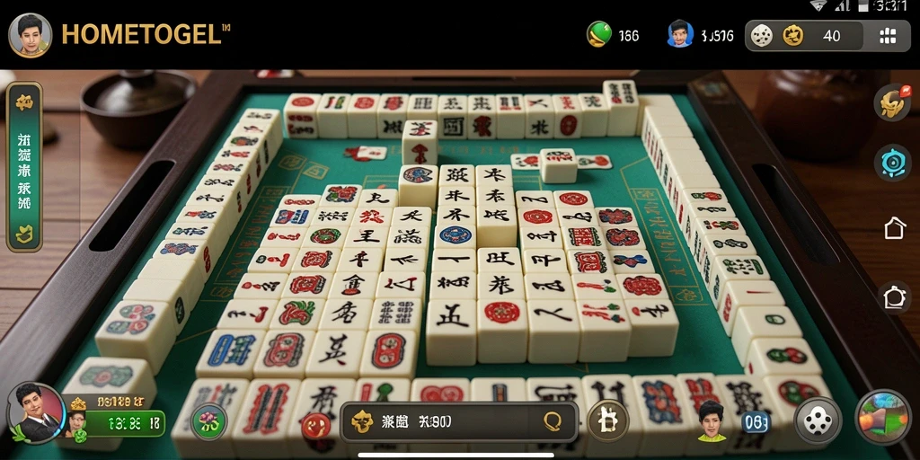 Screenshot HOMETOGEL menampilkan gameplay Mahjong yang seru dan menantang.