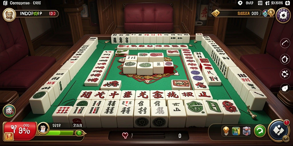 Tampilan gameplay seru dalam INDORP, menunjukkan strategi Mahjong yang menantang.