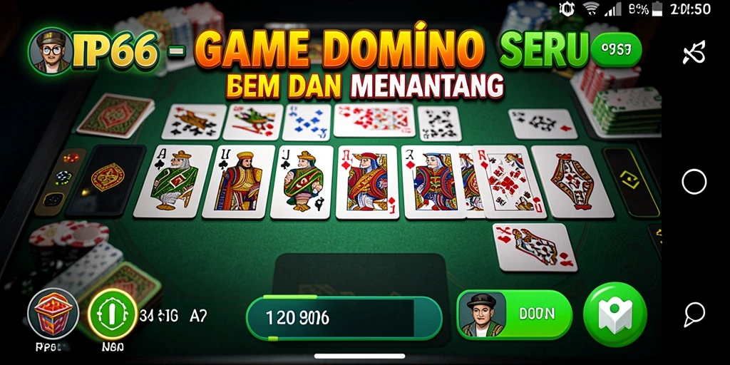 Tampilan gameplay seru dari RP66 yang menampilkan aksi domino.