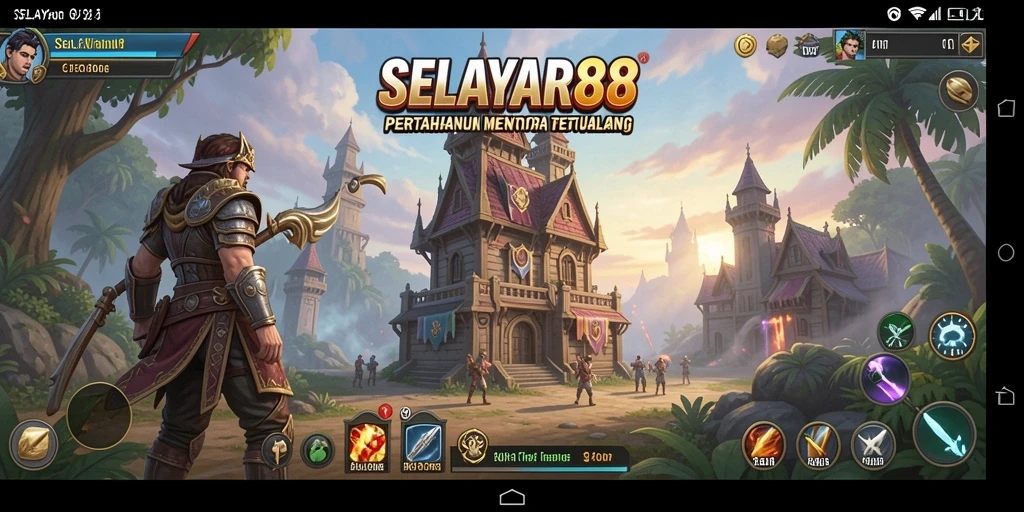 Tangkapan layar gameplay menampilkan menara beraksi dalam pertempuran Tower Defense.